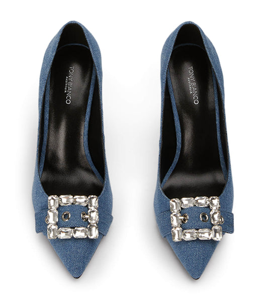 Tony Bianco Abbey Washed Denim 10.5cm Bling Heels Blau | PCHER75920