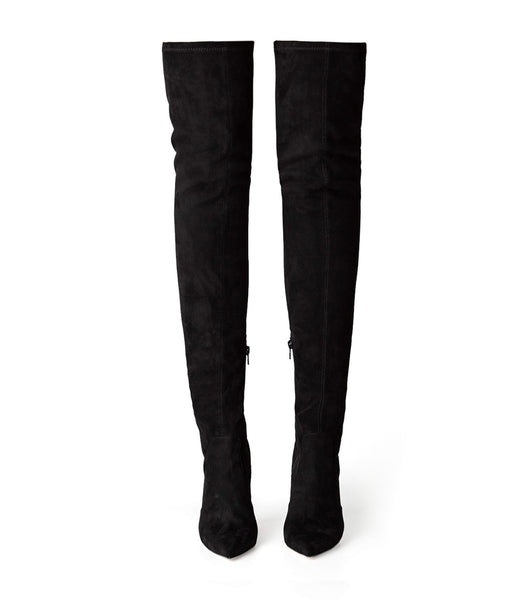Tony Bianco Avah Black Stretch Wildleder 10.5cm Stretchstiefel Schwarz | ECHHC59751