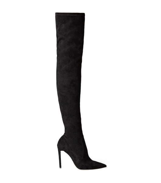 Tony Bianco Avah Black Stretch Wildleder 10.5cm Stretchstiefel Schwarz | ECHHC59751
