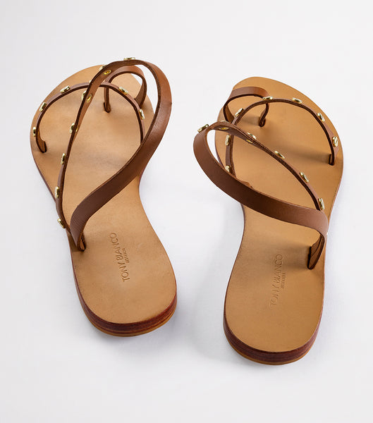 Tony Bianco Finola Tan 1cm Flache Sandalen Braun | FCHUI27962
