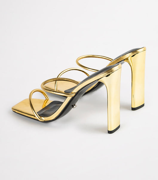 Tony Bianco Florence Gold Foil 11cm Blockabsatz Gold | CHDFL53935
