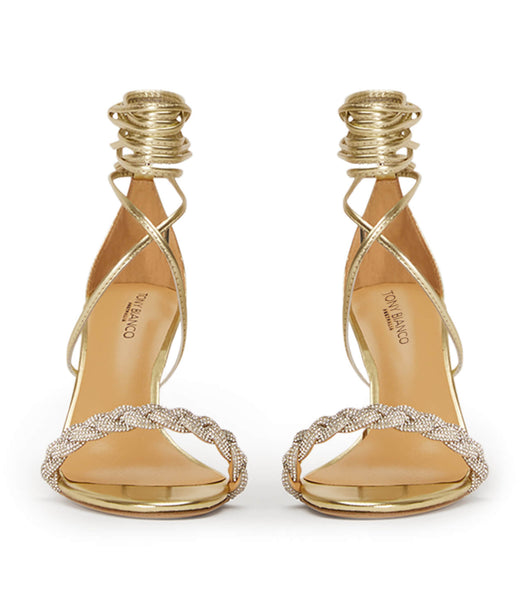 Tony Bianco Henley Gold Nappa Metallic 8.5cm Bling Heels Gold Metal | CHQCS80586