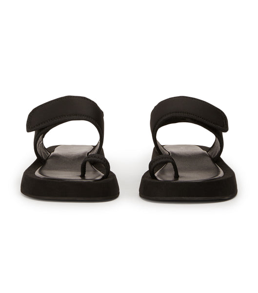 Tony Bianco Iso Black Neoprene 3.5cm Flache Sandalen Schwarz | CHJKU52412