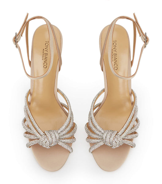 Tony Bianco Kyla Nude Satin 11cm Bling Heels Beige | ACHWC45876