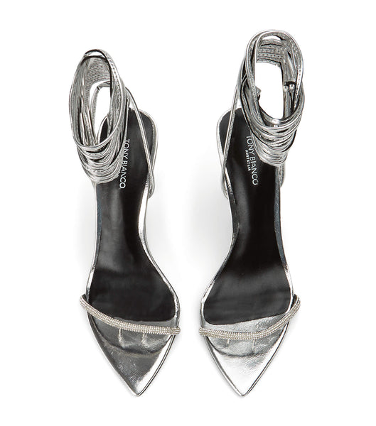 Tony Bianco Makai Silver Foil 10.5cm Bling Heels Silber | MCHHR90373
