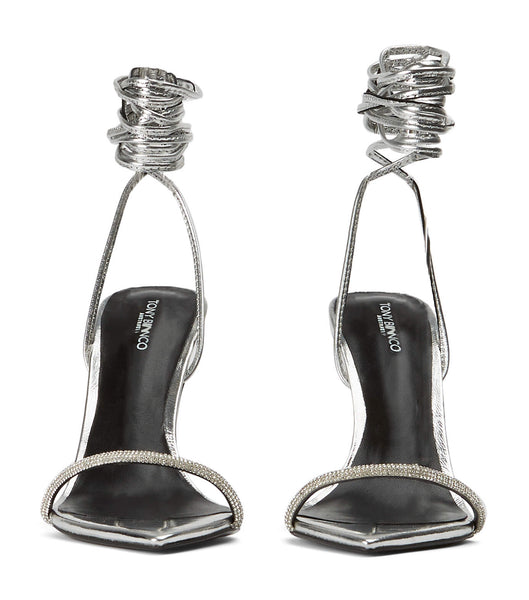 Tony Bianco Makai Silver Foil 10.5cm Bling Heels Silber | MCHHR90373