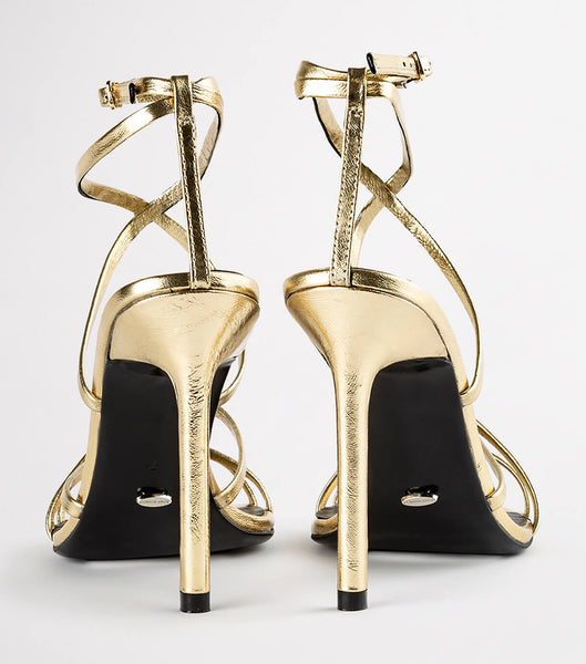 Tony Bianco Marcy Gold Foil 10.5cm Event-Heels Gold | UCHND16315