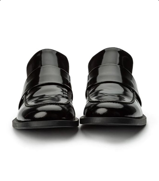 Tony Bianco Rovin Black Hi Shine 2.5cm Loafers Schwarz | CHNZX49164