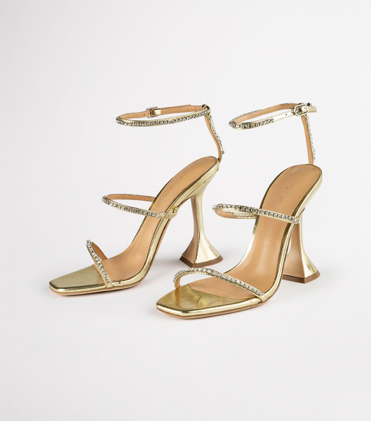 Tony Bianco Skye Gold Nappa Metallic 10.5cm Bling Heels Gold Metal | BCHSD49676