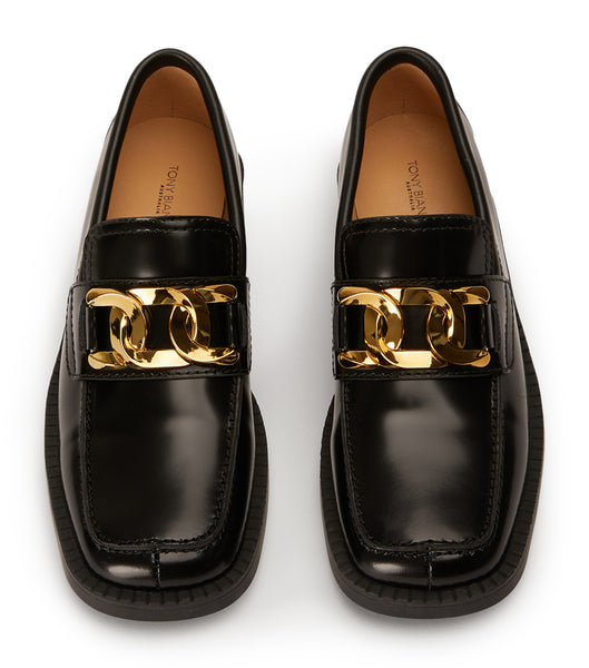 Tony Bianco Tia Black Hi Shine 4cm Loafers Schwarz | FCHUI19848