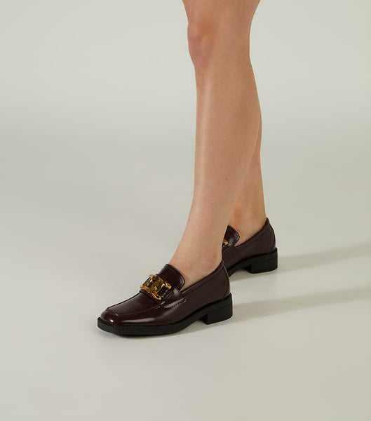 Tony Bianco Tia Vino Hi Shine 4cm Loafers Schokolade | SCHNY49492