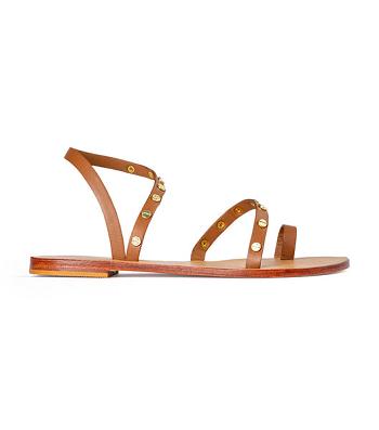 Tony Bianco Finola Tan 1cm Flache Sandalen Braun | FCHUI27962