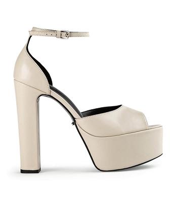 Tony Bianco Jayze Vanilla Nappa 14cm Plateauschuhe Weiß Schwarz | FCHUI19277