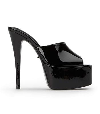 Tony Bianco Jordyn Black Lack 15cm Plateauschuhe Schwarz | DCHKV15752